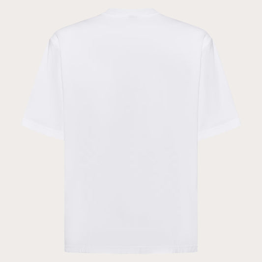 Plain white t-shirt on a light beige background