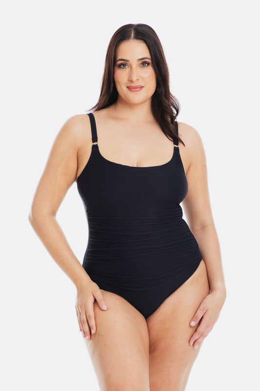 Togs Black Textured Scoop Neck