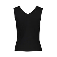 Black sleeveless top on a white background