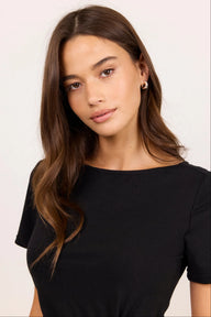Black tee with knot front detail 