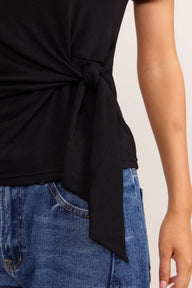 Black tee with knot front detail 
