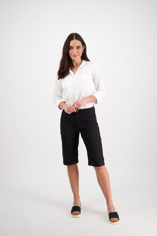 Vassalli Poplin Straight Leg Short - Black