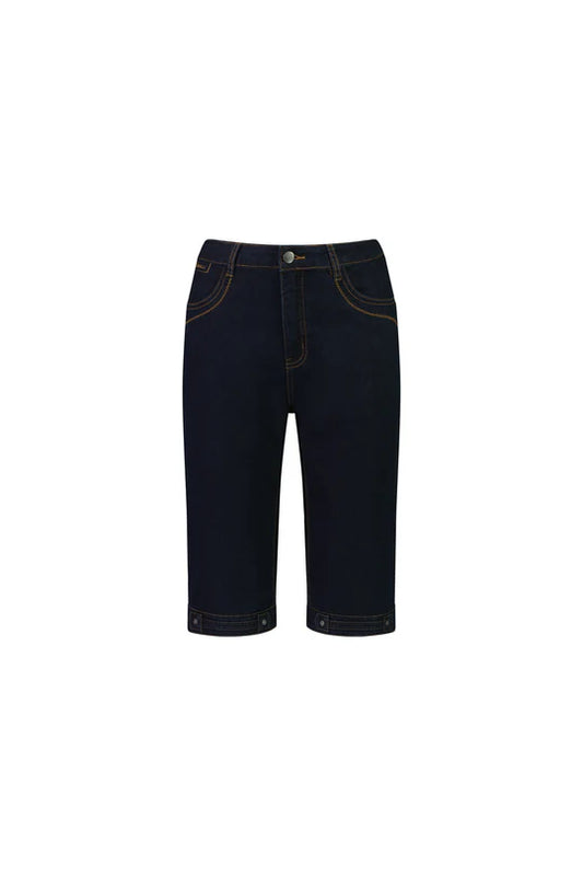 Vassalli Straight Leg Contrast Stitch Denim Short with White Background