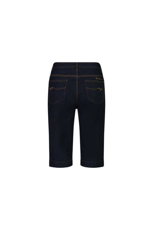 Vassalli Straight Leg Contrast Stitch Denim Short with White Background