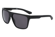 Black sunglasses with dark lenses on a white background