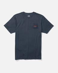 Blue t-shirt with Salty Crew logo on a white background