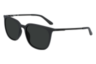 Black sunglasses with dark lenses on a white background