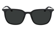 Black sunglasses with dark lenses on a white background