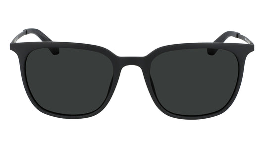 Black sunglasses with dark lenses on a white background