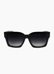 Black sunglasses with gradient lenses on a white background