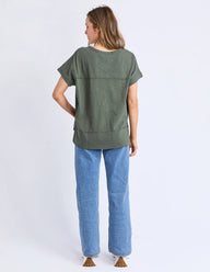 khaki tee with raw hemming detailing 