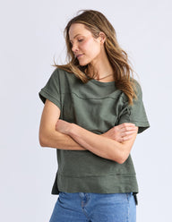 khaki tee with raw hemming detailing 