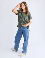khaki tee with raw hemming detailing 