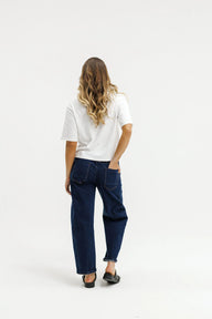 indigo jeans on white background