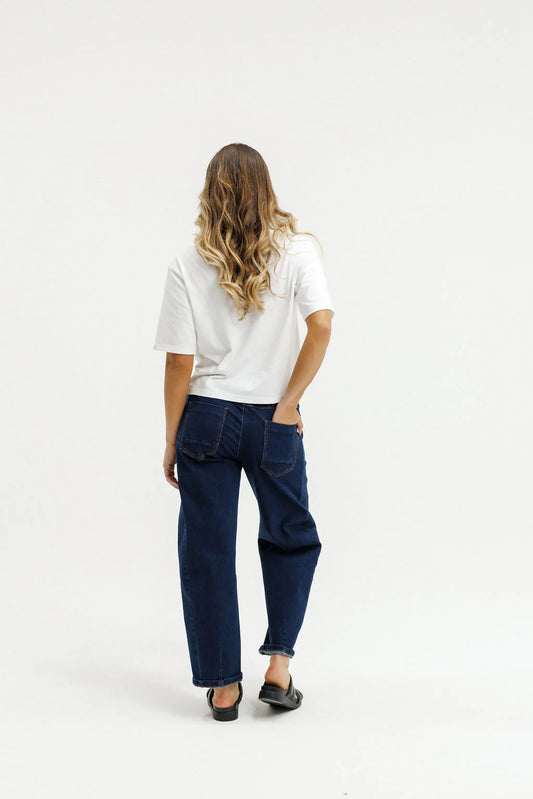 indigo jeans on white background