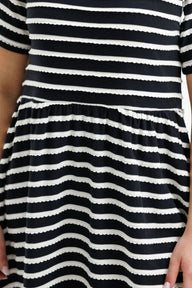 black and white stripe short sleeve dress