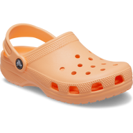 Orange clog shoe on a white background