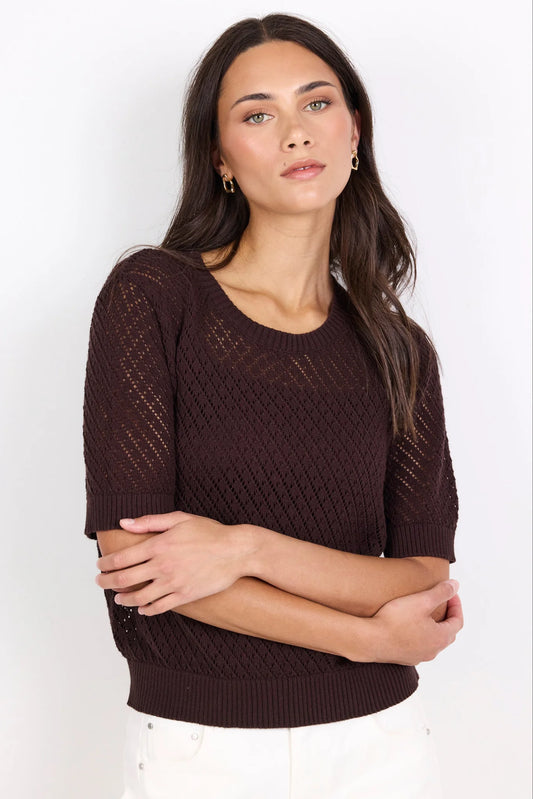 chocolate knit short sleeve top 