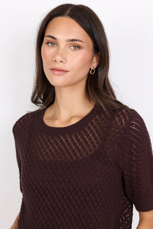 chocolate knit short sleeve top 