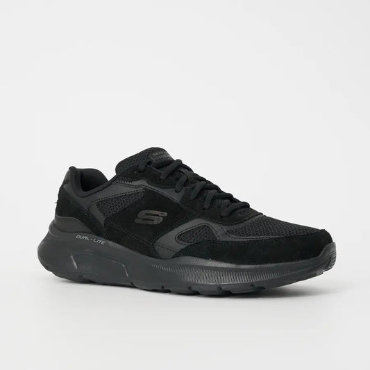 Black athletic shoe on a white background