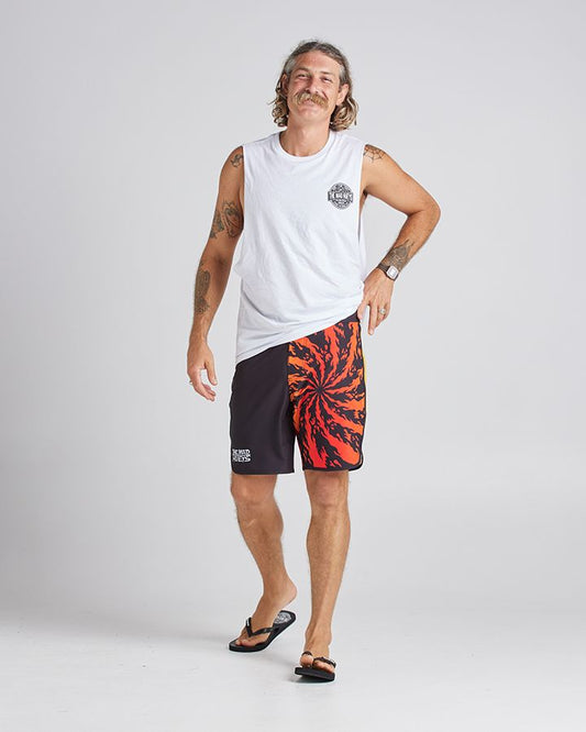 The Mad Hueys Flaming Spiral Boardshort 18"