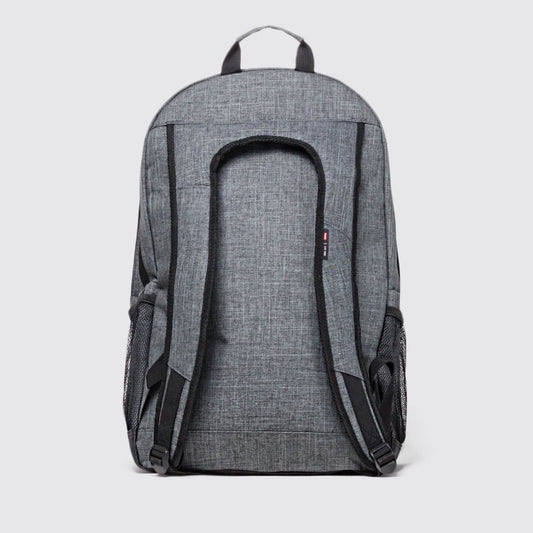 Grey school bag with grey background