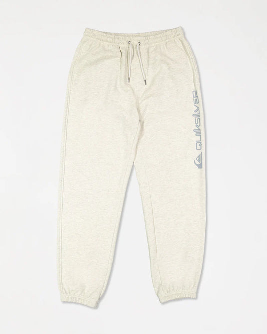 Beige sweatpants with a brand logo on a white background