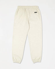 Beige sweatpants with a small logo on a white background