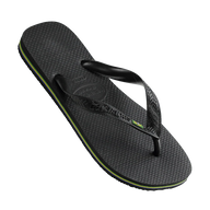 Black sandal with a textured sole on a white background