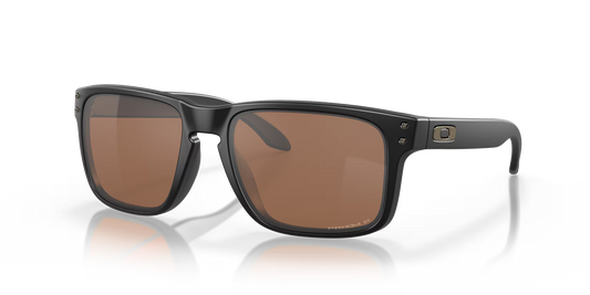 Black sunglasses with brown lenses on a white background