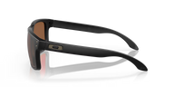 Black sunglasses with reflective surface on a clear background