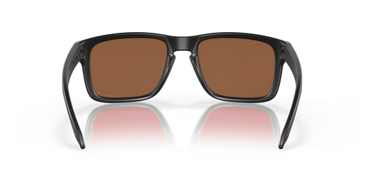 Sunglasses with a black frame and brown lenses on a transparent background
