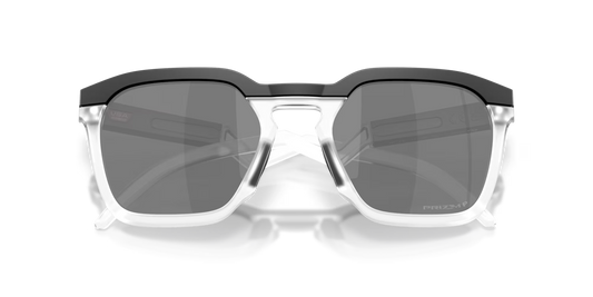 Sunglasses with a black and white frame on a transparent background
