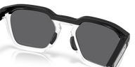 Sunglasses with black and white frame on a clear background