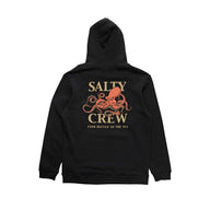 Black hoodie with Salty Crew logo and octopus design on a white background