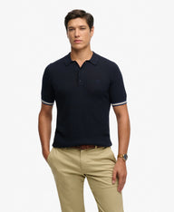 navy knitted superdry polo 