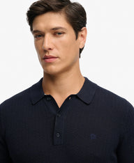 navy knitted superdry polo 