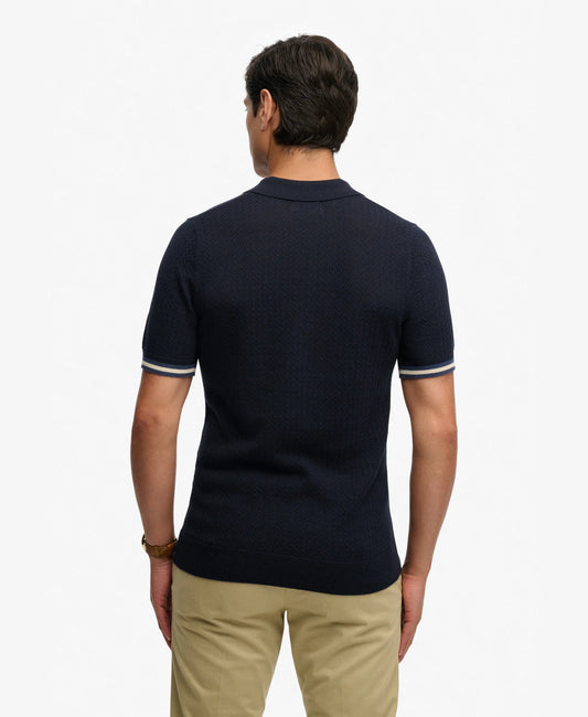 navy knitted superdry polo 