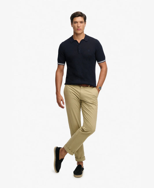 navy knitted superdry polo 