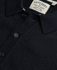 navy knitted superdry polo 