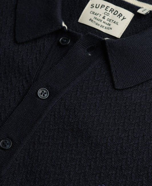 navy knitted superdry polo 