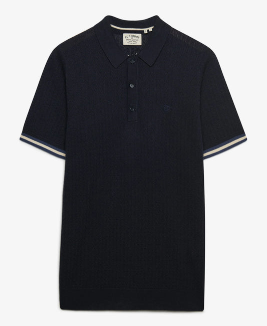 navy knitted superdry polo 