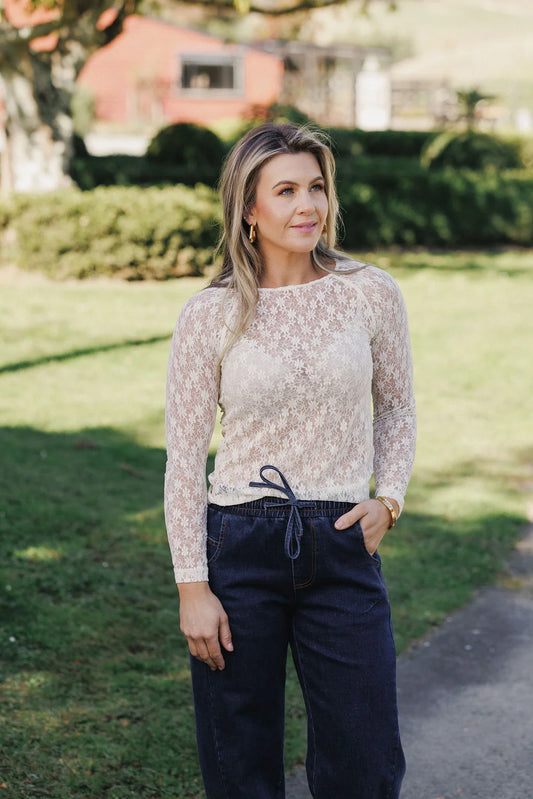 cream lace long sleeve 