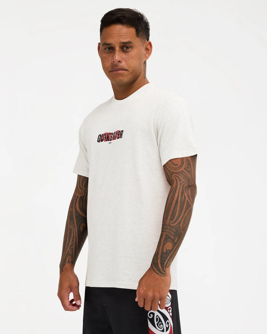 white tee with chest logo 