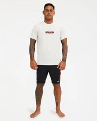white tee with chest logo 