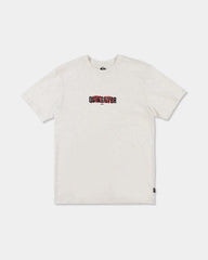 white tee with chest logo 