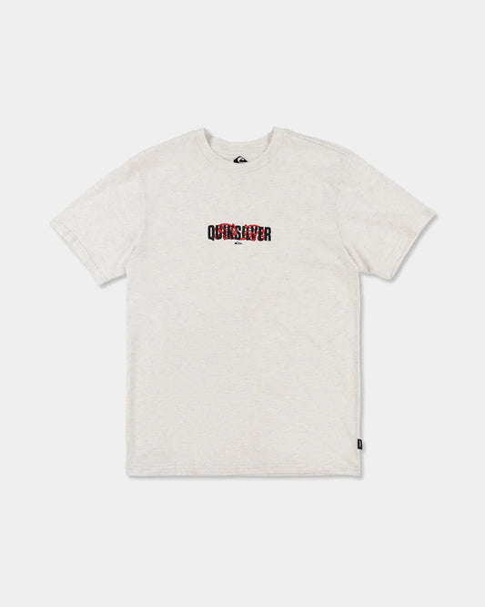 white tee with chest logo 