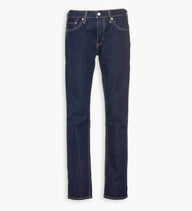 Pair of dark blue jeans on a white background