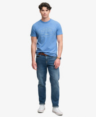 blue superdry tee with big chest logo 
