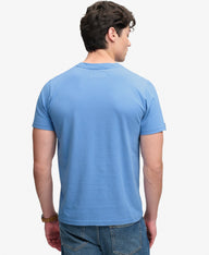 blue superdry tee with big chest logo 